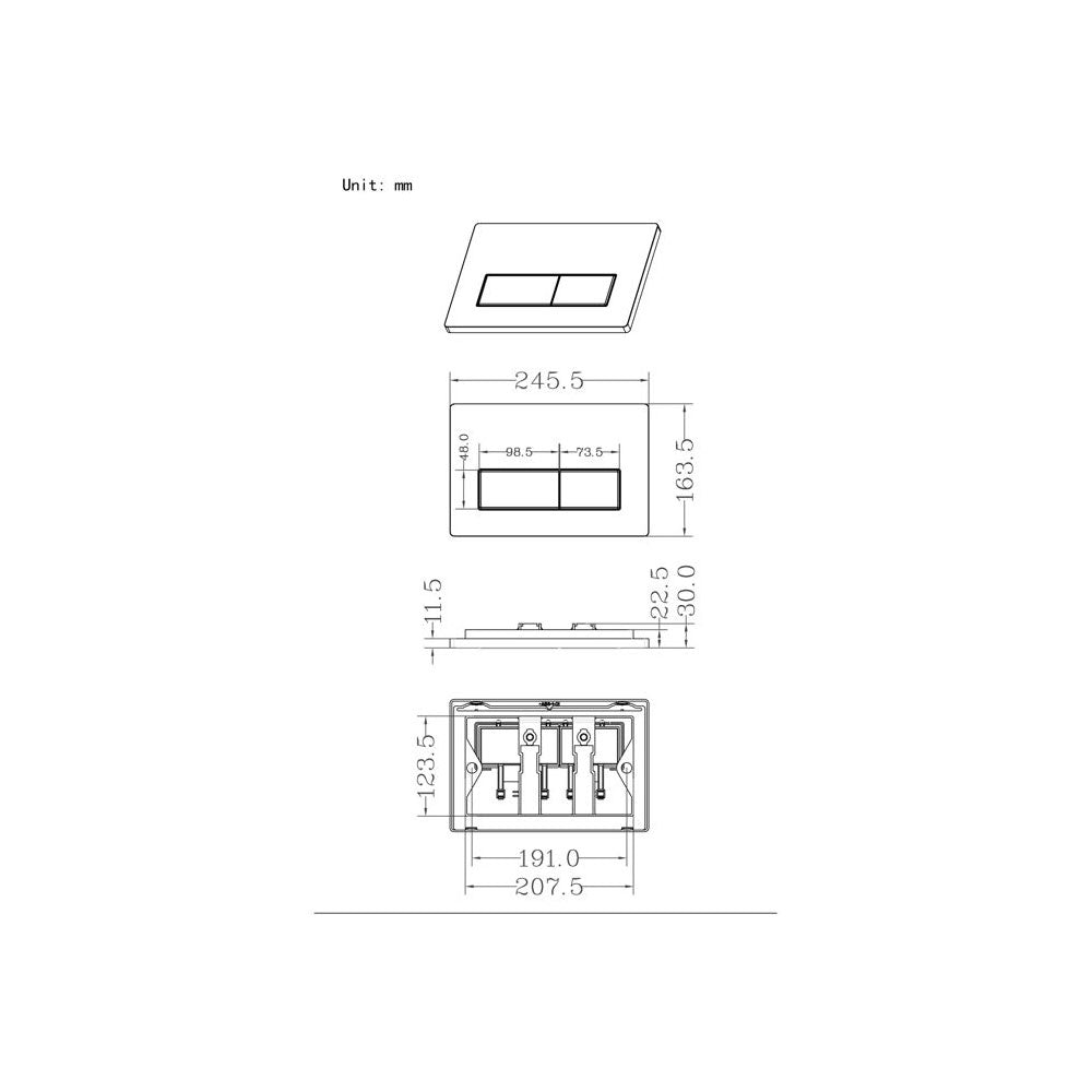Auvellis Universal Slim Toilet Cistern With Rectangular Dual Flush Plate