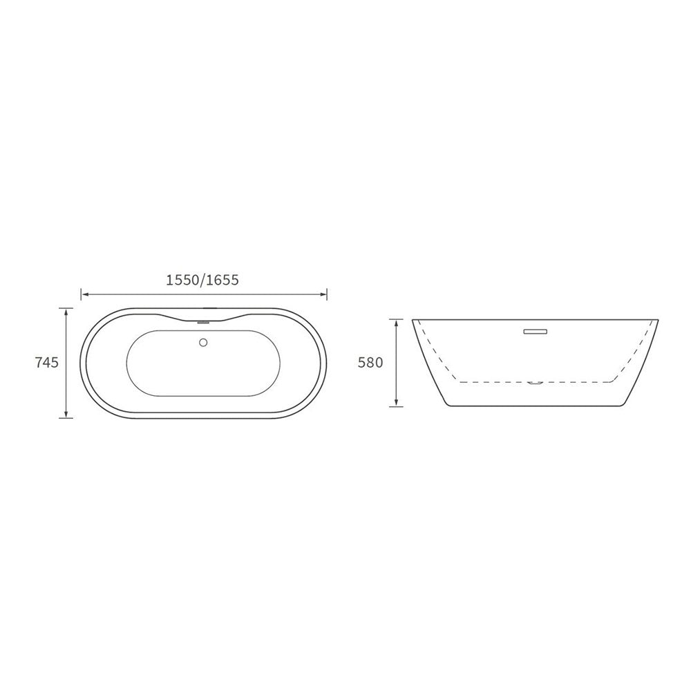 Auvellis Corvex double-ended freestanding bath – detail view