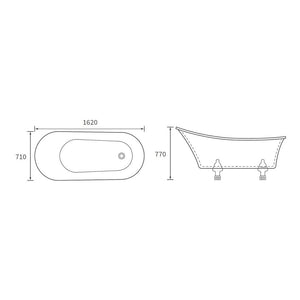 Tiverton Freestanding 0TH Bath w/Feet Bathwise