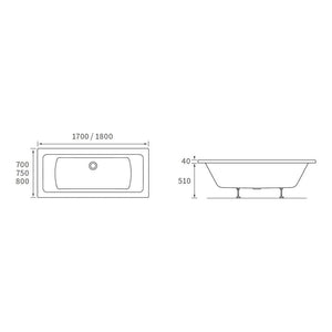 Navarre Square Double End SUPERCAST 0TH Bath w/Legs Bathwise