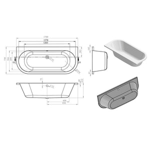 Sanibel Back To Wall SUPERCAST 0TH Bath w/Legs Bathwise