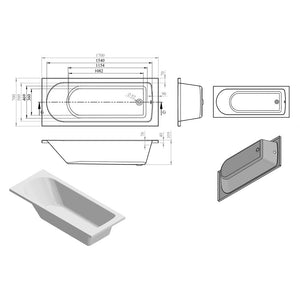 Pierson D Shape Single End 2TH Bath w/Legs Auvellis