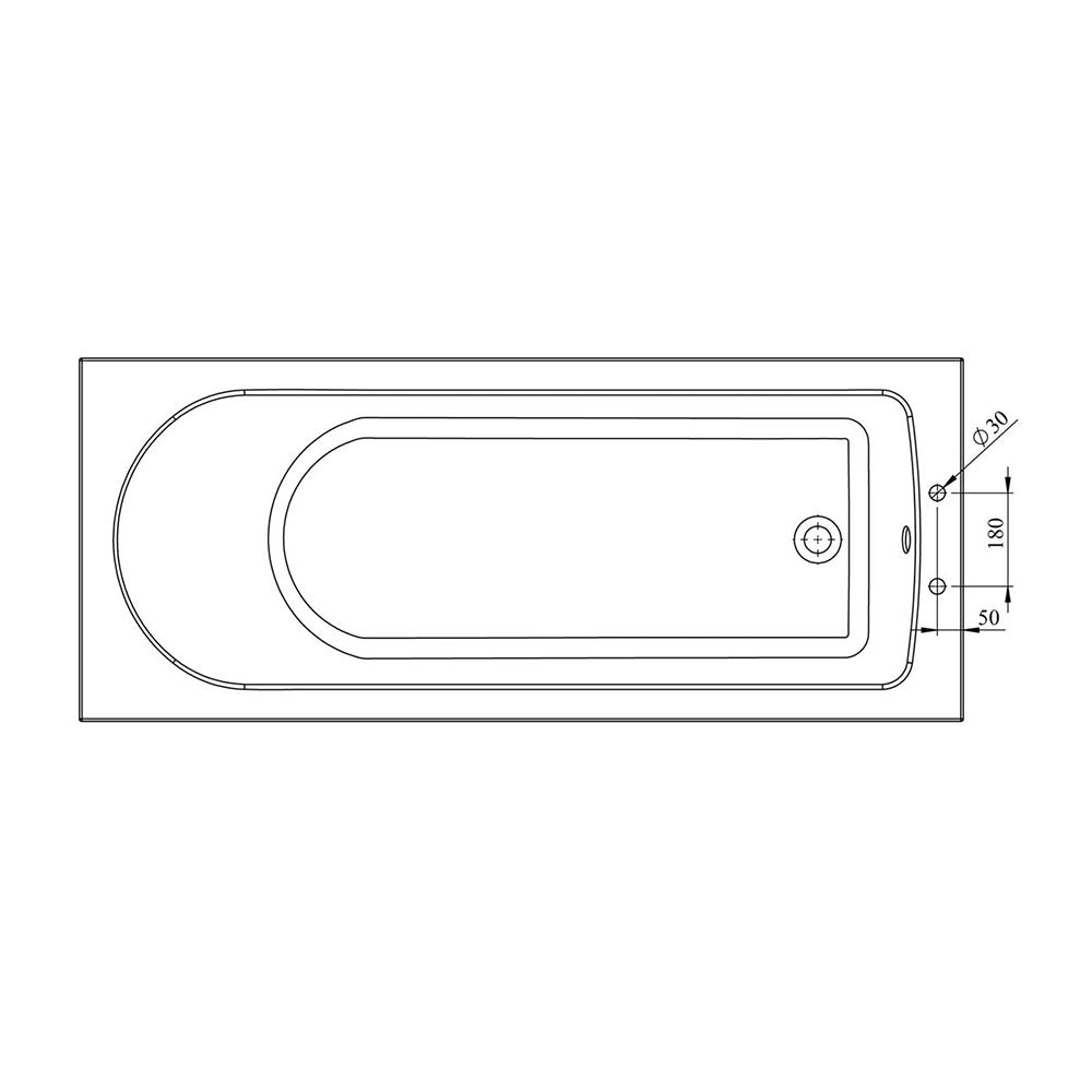 Pierson D Shape Single End SUPERCAST 2TH Bath w/Legs Bathwise