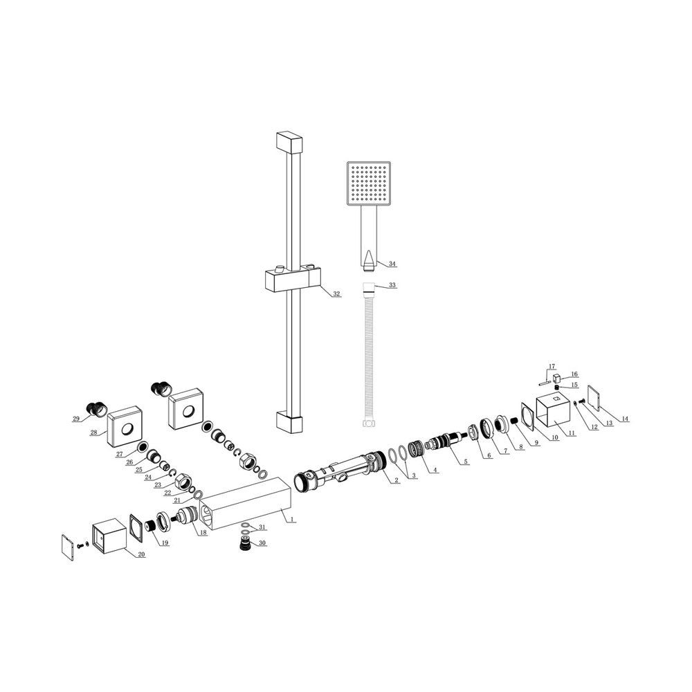 Auvellis Nexara 1 Outlet Exposed Thermostatic Shower Pack With Slide Rail Set Chrome
