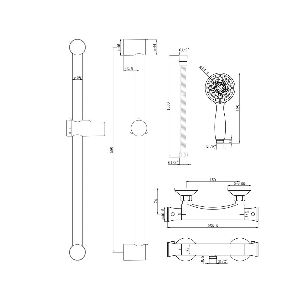 Elara Low Pressure Thermostatic Bar Mixer Shower Bathwise