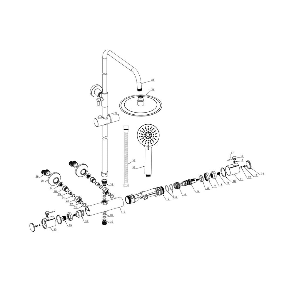 Astro 2 Outlet Exposed Thermostic Shower Set With Rigid Riser Fixed He