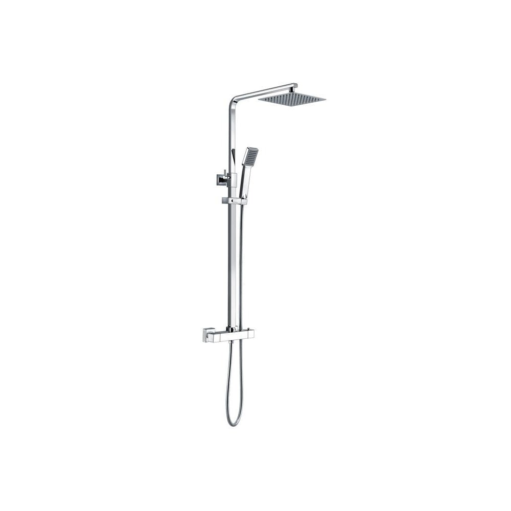 Cosmic Square Thermostatic Bar Mixer w/Riser Kit - Chrome