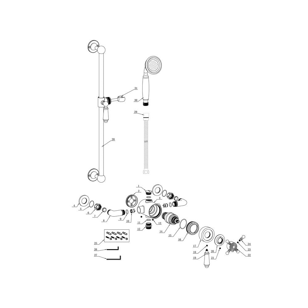 Auvellis Solenne Traditional 1-Outlet Thermostatic Shower Kit – Chrome