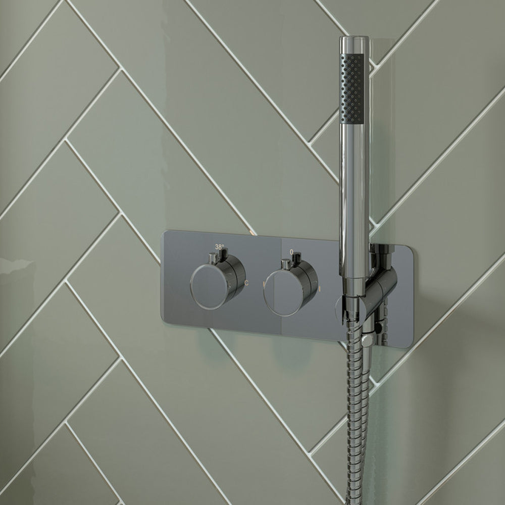 Auvellis Corvex thermostatic two-outlet shower valve with handset – product view