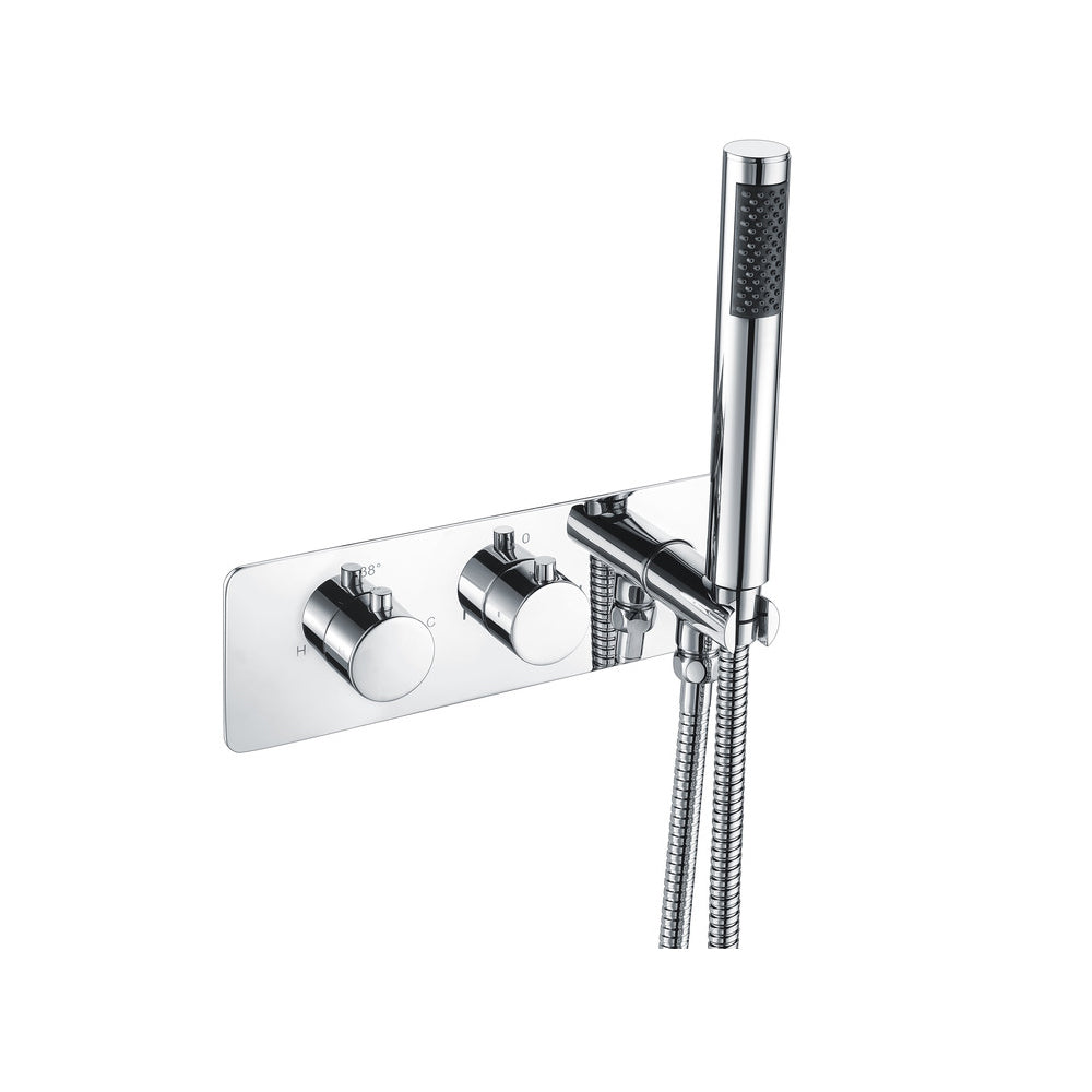 Auvellis Corvex thermostatic two-outlet shower valve with handset – Chrome