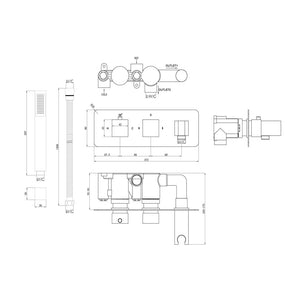 Lyra Thermostatic Two Outlet Shower Valve w/Handset Bathwise