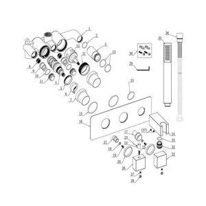 Lyra Thermostatic Two Outlet Shower Valve w/Handset Bathwise