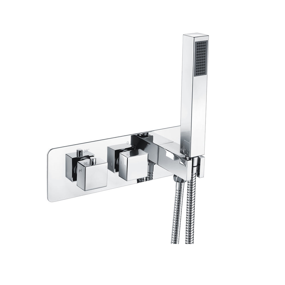 Auvellis Rovane thermostatic two-outlet shower valve with handset – Chrome