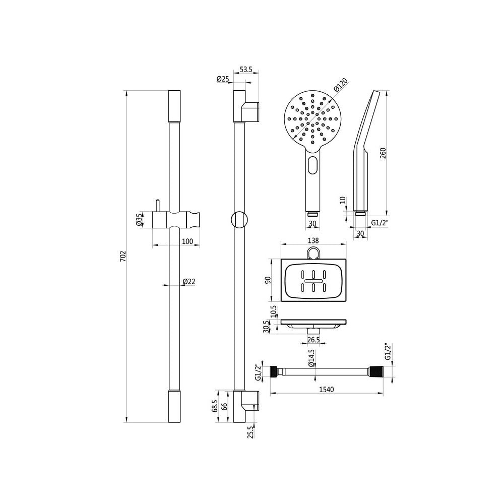 Auvellis Vela Round Push-Button Shower Kit – Chrome