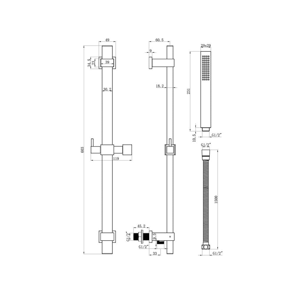 Comet Slide Rail With Built In Outlet And Square Microphone Handset Chrome