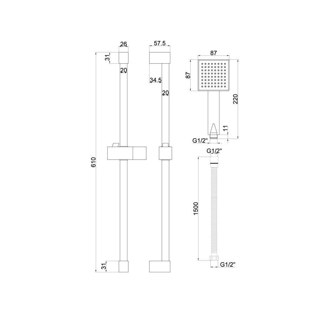 Comet Square Slide Rail Kit Chrome