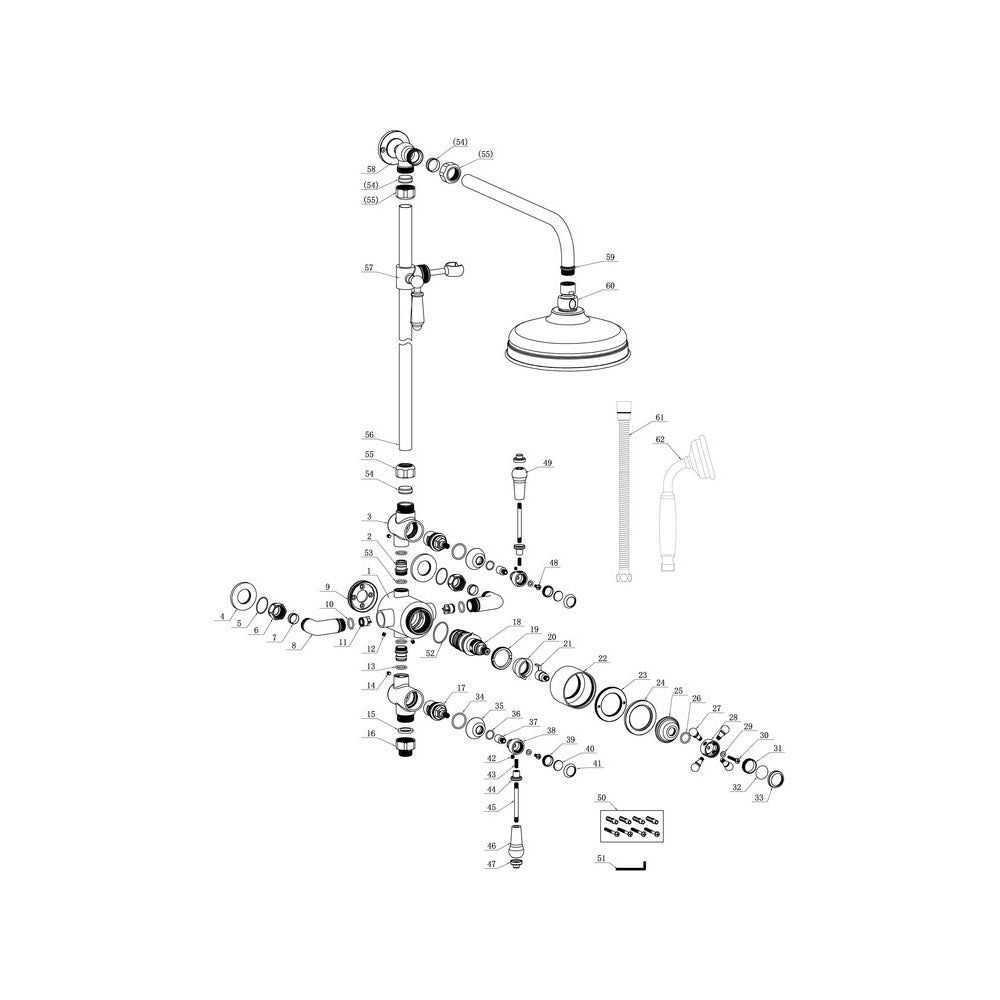 Auvellis Solenne Traditional 2-Outlet Thermostatic Shower Kit – Chrome
