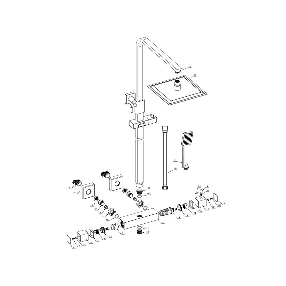 Auvellis Comet 2-Outlet Exposed Thermostatic Shower Pack | Matt Black | PFDICM0692 | image 3