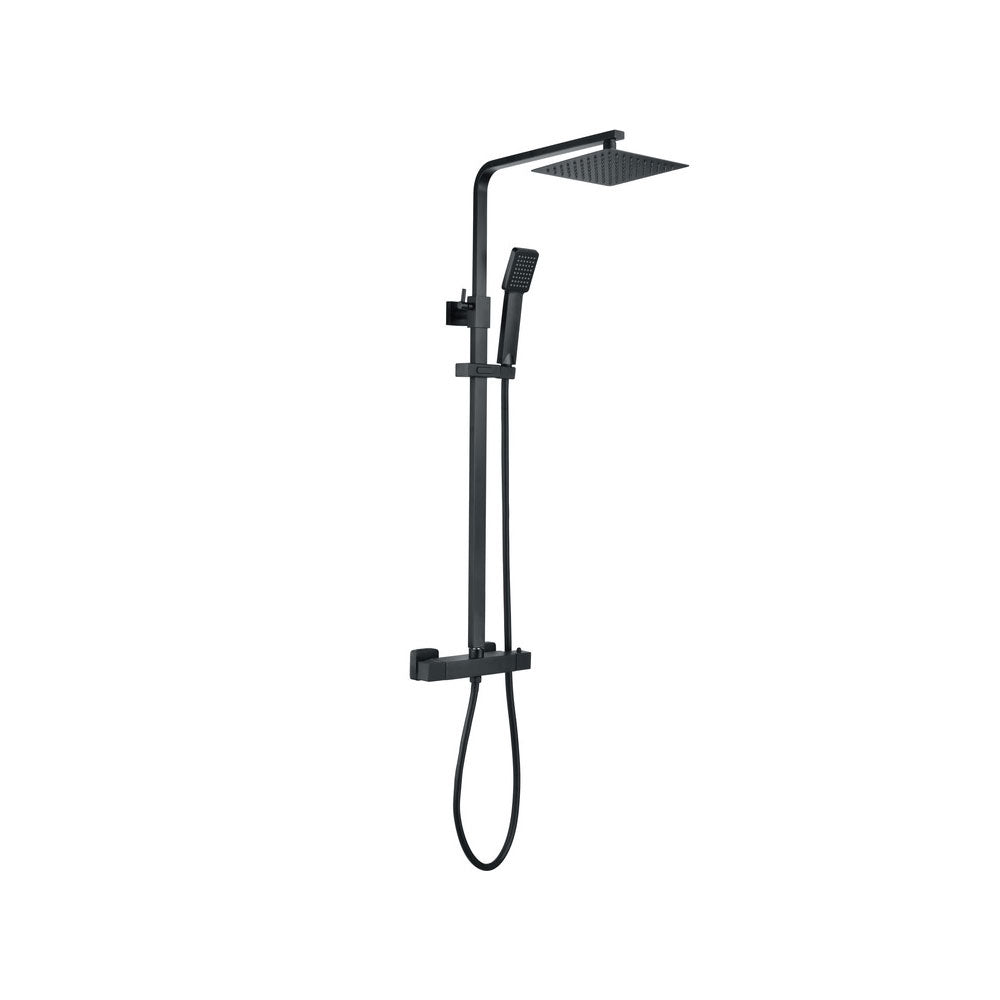Comet 2 Outlet Exposed Thermostatic Shower Pack With Rigid Riser Shower Set With Slide Rail Black Pureflo