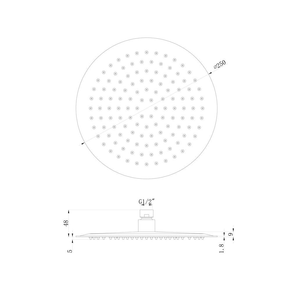 Astro 250mm Round Brass Fixed Shower Head Brushed Brass