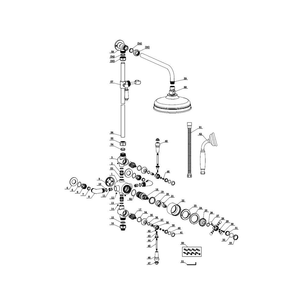 Auvellis Solenne Traditional 2-Outlet Thermostatic Shower Kit | Brushed Brass | PFDICM0708 | image 3