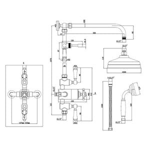 Auvellis Solenne Traditional 2-Outlet Thermostatic Shower Kit | Brushed Brass | PFDICM0708 | image 2