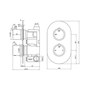 Auvellis Astro Round Thermostatic Shower Valve | Matt Black | PFDICM0710, PFDICM0712 | image 4