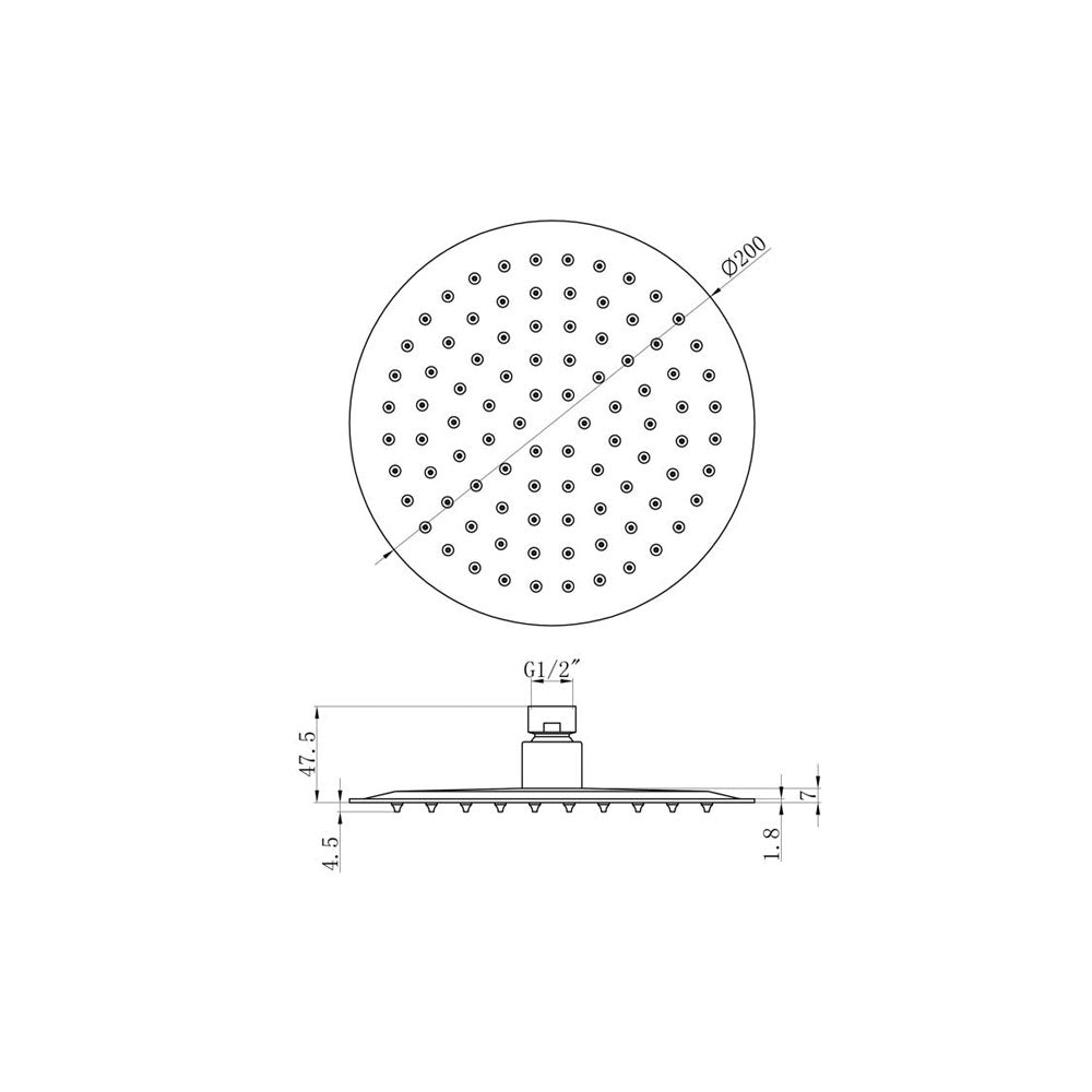 Auvellis Astro Round Brass Fixed Shower Head | Matt Black | PFDICM0714, PFDICM0716 | image 3