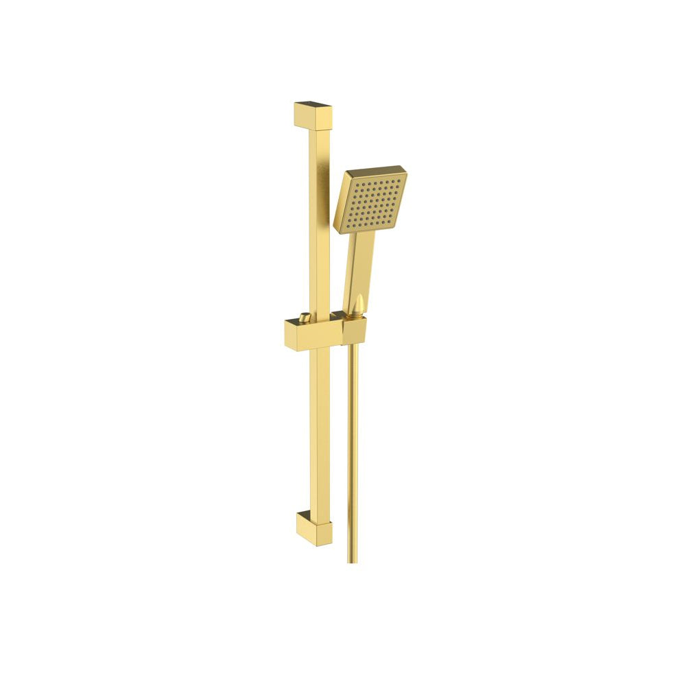 Square Slider Rail Kit & Single Mode Handset - Brushed Brass