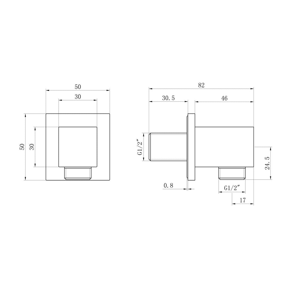 Square Wall Outlet Elbow Bathwise