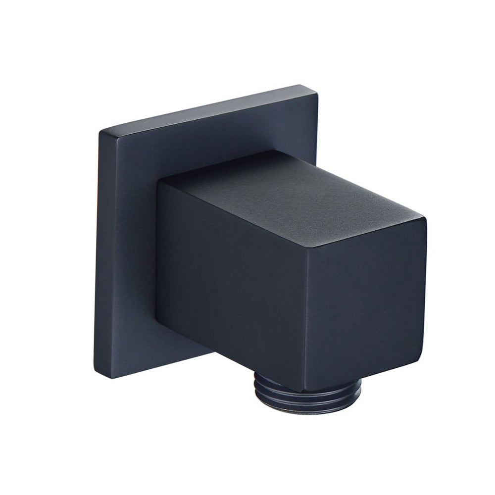 Square Wall Outlet Elbow - Matt Black