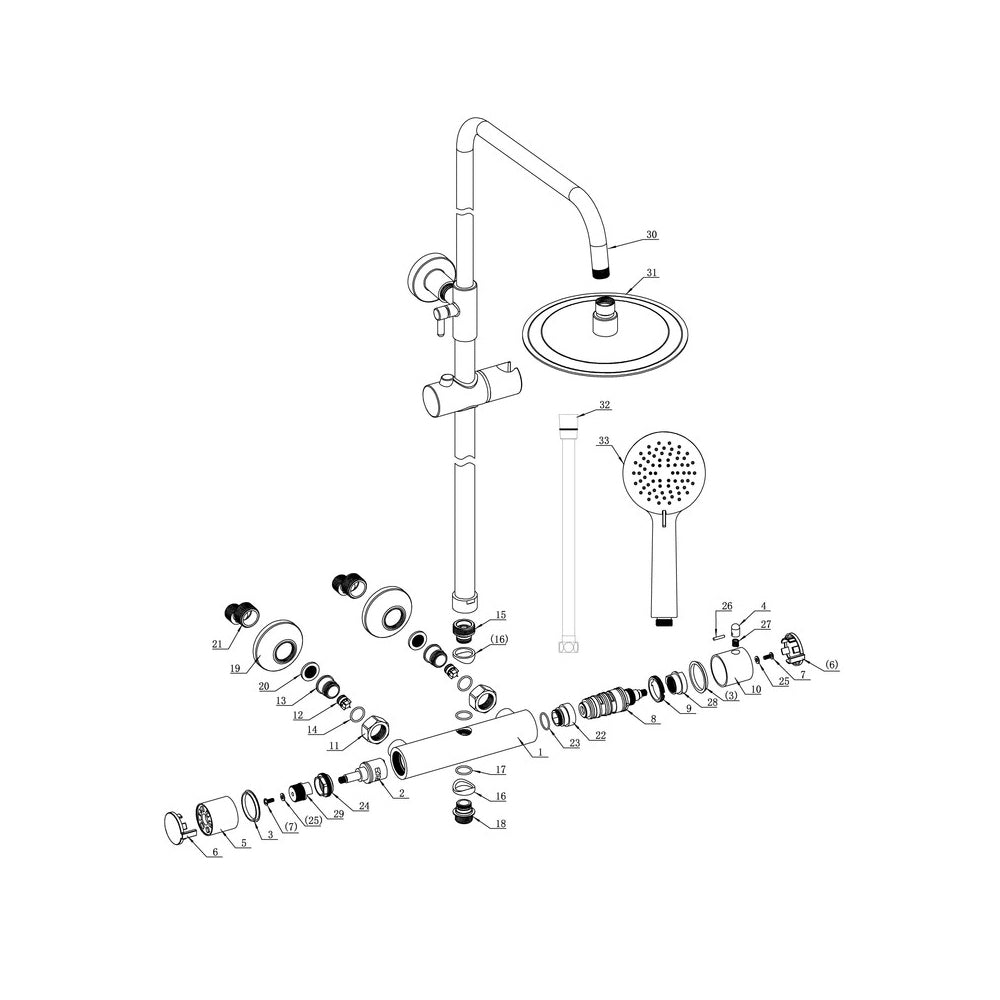 Aurora Thermostatic Bar Mixer w/Riser Kit Bathwise