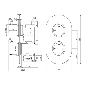 Aurora Thermostatic Single Outlet Twin Shower Valve Bathwise