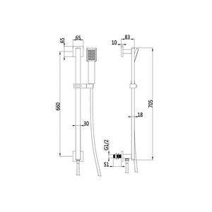 Cosmic Riser Rail Kit w/Elbow & Handset Bathwise