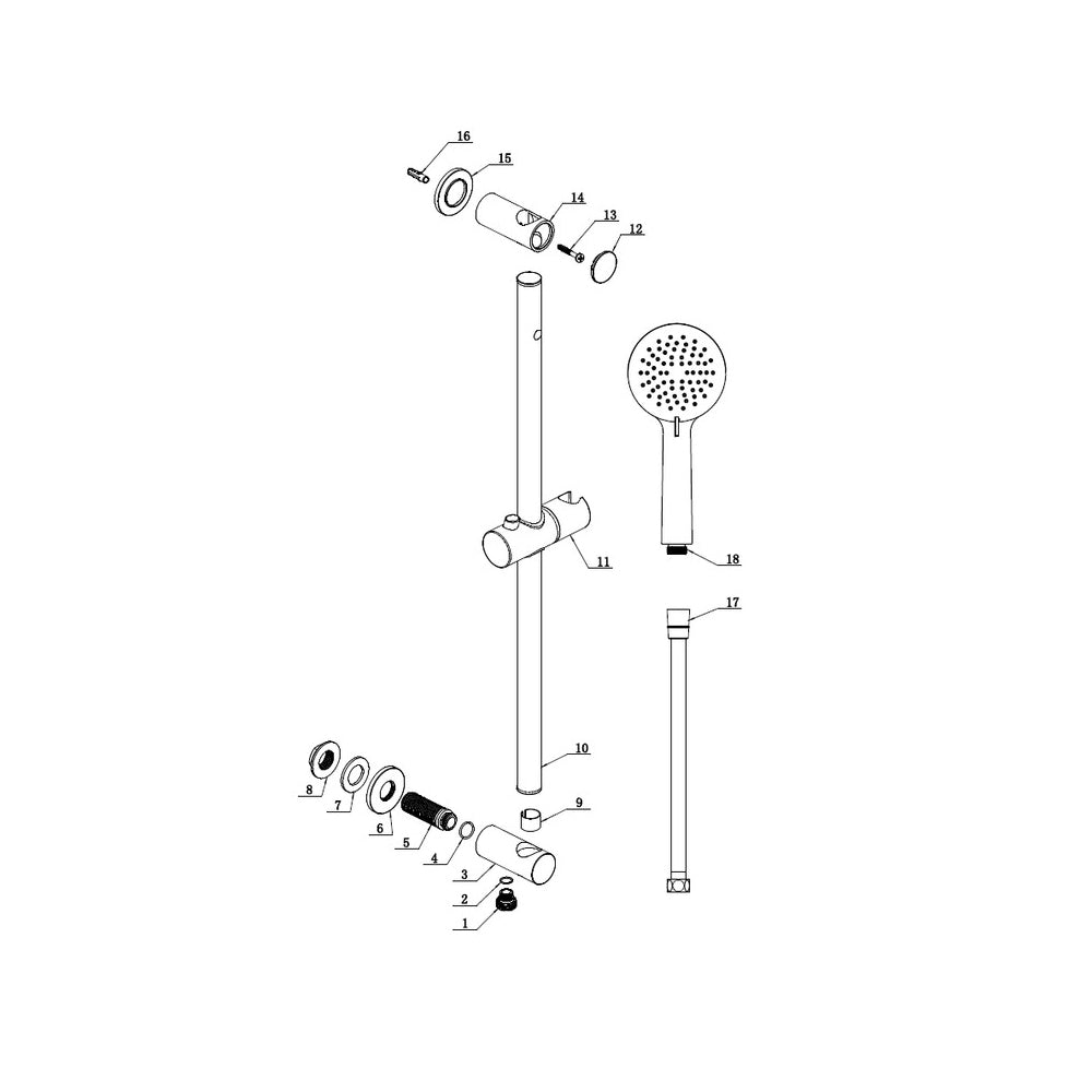 Auvellis Nexara Round Riser Rail Kit with Elbow & 3-Mode Handset – Brushed Brass – product view