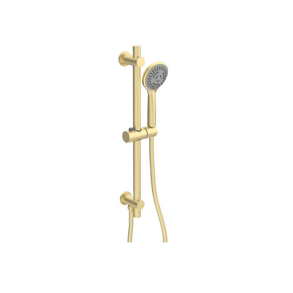 Auvellis Nexara Round Riser Rail Kit with Elbow & 3-Mode Handset – Brushed Brass