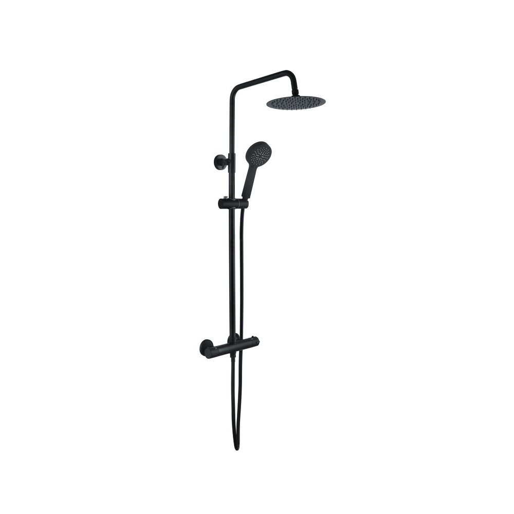 Auvellis round thermostatic bar mixer with riser kit – Matt Black