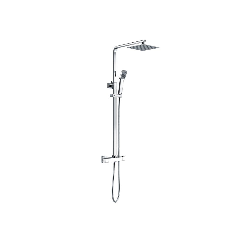 Auvellis Arven square thermostatic bar mixer with riser kit – Chrome