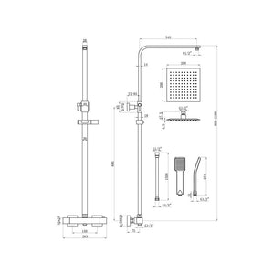SquareThermostatic Bar Mixer w/Riser Kit Bathwise