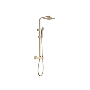 Square Thermostatic Bar Mixer w/Riser Kit - Brushed Brass