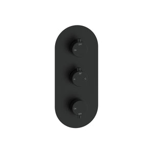 Aurora Thermostatic Two Outlet Triple Shower Valve - Matt Black