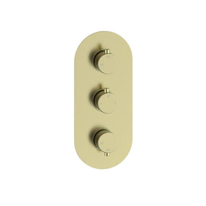 Aurora Thermostatic Two Outlet Triple Shower Valve - Brushed Brass