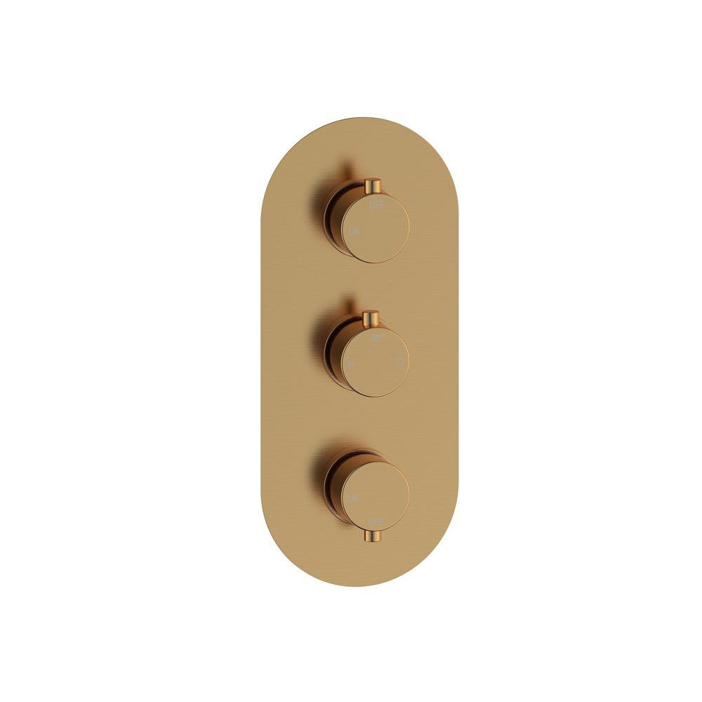Auvellis Vela Thermostatic Two-Outlet Triple Shower Valve – Brushed Bronze
