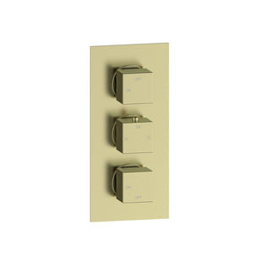 Cosmic Thermostatic Two Outlet Triple Shower Valve - Brushed Brass