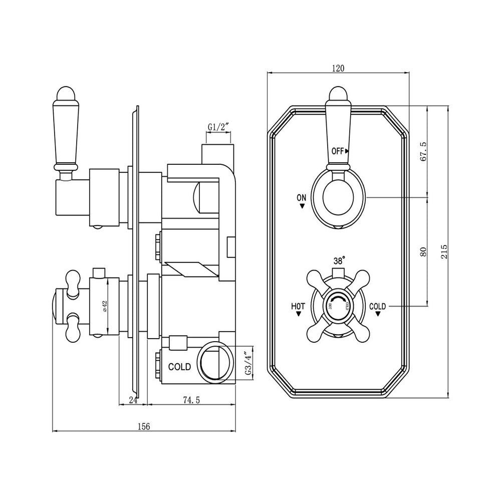 Berwick Traditional Lever Thermostatic Single Outlet Shower Valve Bathwise