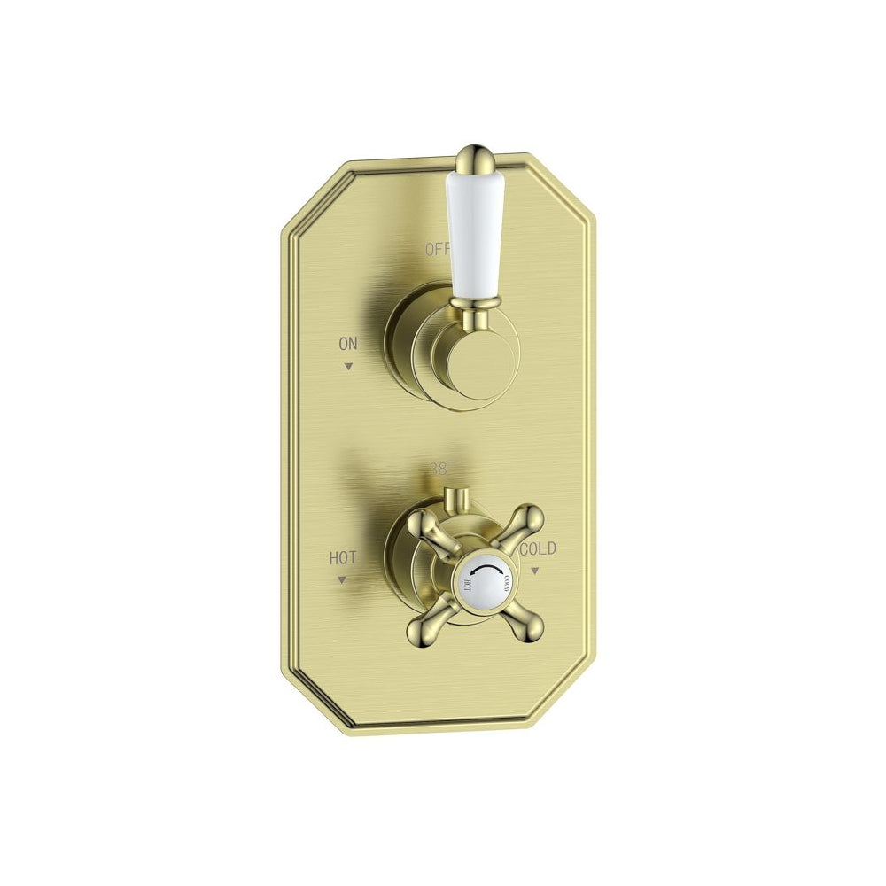 Berwick Traditional Lever Thermostatic Single Outlet Shower Valve - Brushed Brass