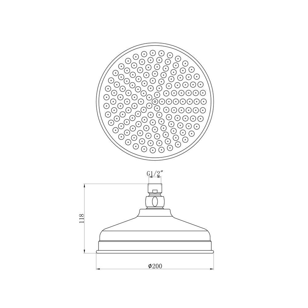Auvellis Solenne 200mm Traditional Fixed Shower Head | Brushed Brass | PFDICM0906 | image 3