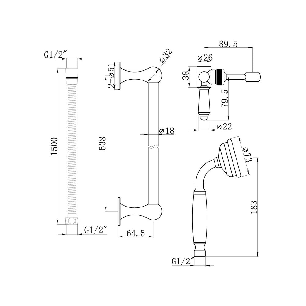 Berwick Traditional Slider Rail Kit Bathwise