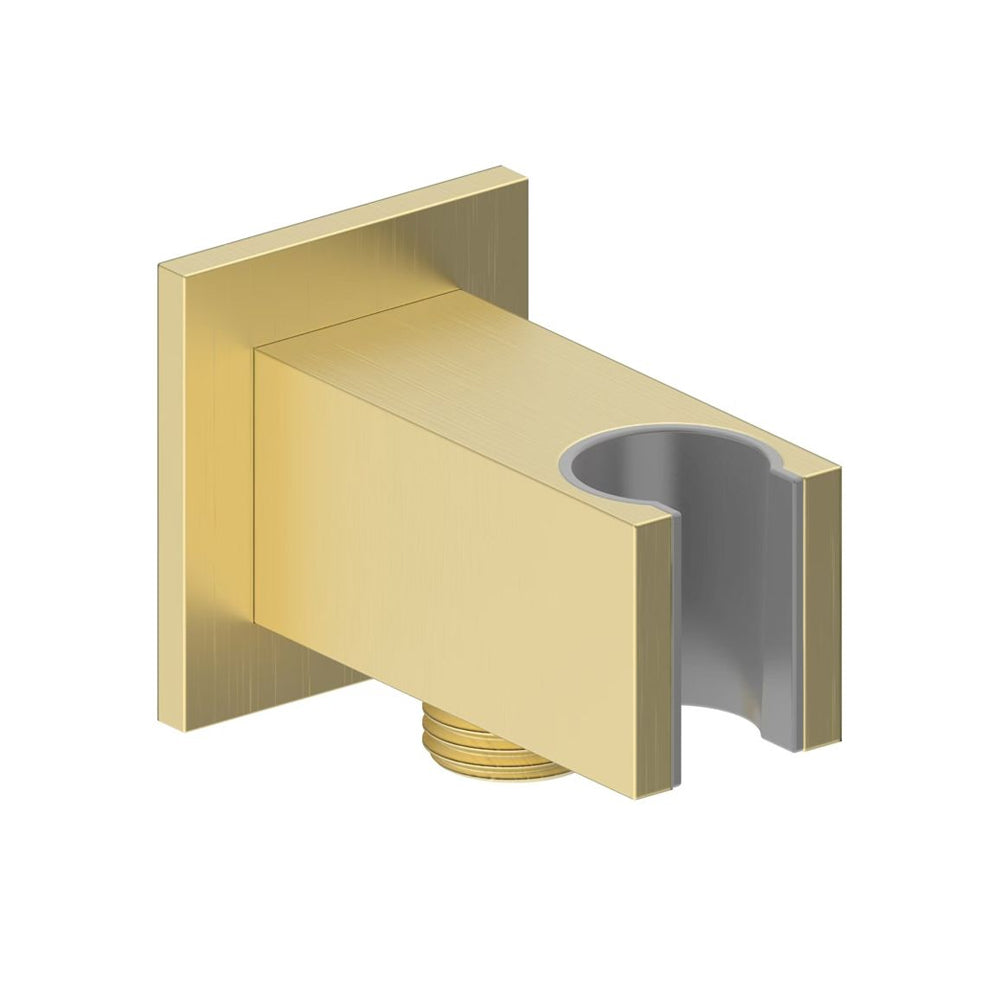 Cosmic Square Handset Wall Bracket with Wall Outlet - Brushed Brass