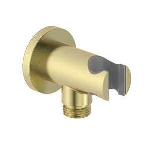 Aurora Round Handset Wall Bracket with Wall Outlet - Brushed Brass